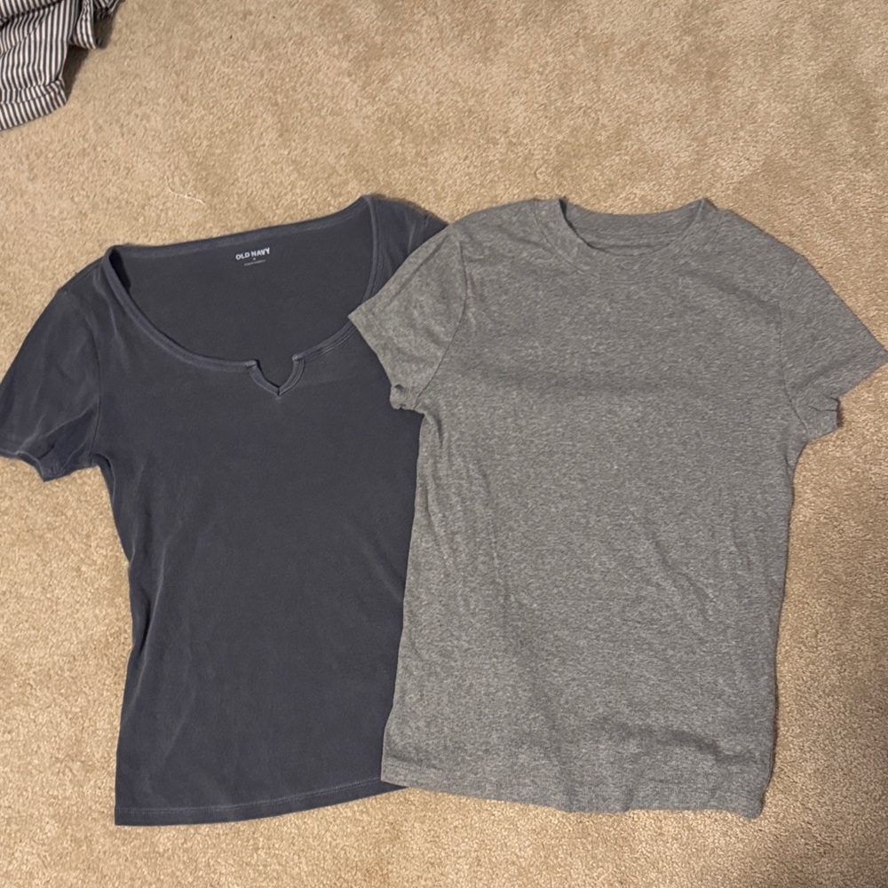 Bundle of 2 Basic Women's Navy and Gray Short Sleeve Tees